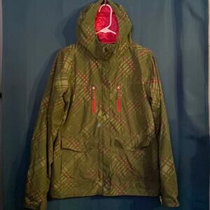 Columbia Green & Pink Plaid Hooded Omni-Shield Coat